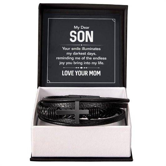 My dear son - your smile Mens Cross Bracelet-[Heartfelt Family Gift]