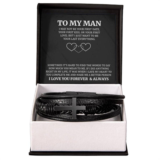 To My Man Forever and Always Mens Cross Bracelet-[Heartfelt Family Gift]