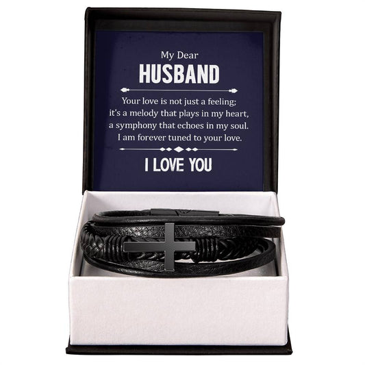 Husband Symphony of My Soul Mens Cross Bracelet-[Heartfelt Family Gift]