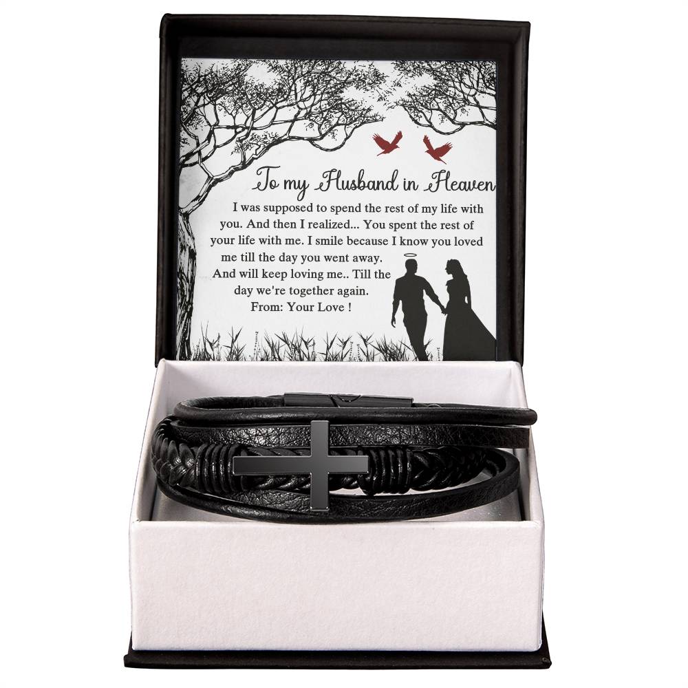 To My Husband in Heaven Mens Cross Bracelet-[Heartfelt Family Gift]