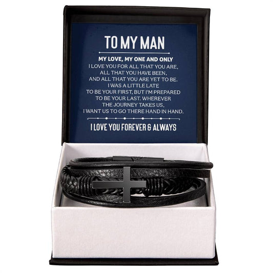 My Man Forever and Always Mens Cross Bracelet-[Heartfelt Family Gift]