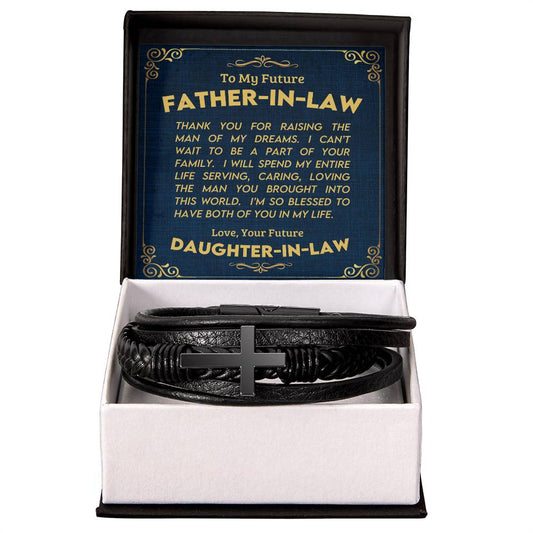 To My Future Father In Law Mens Cross Bracelet-[Heartfelt Family Gift]