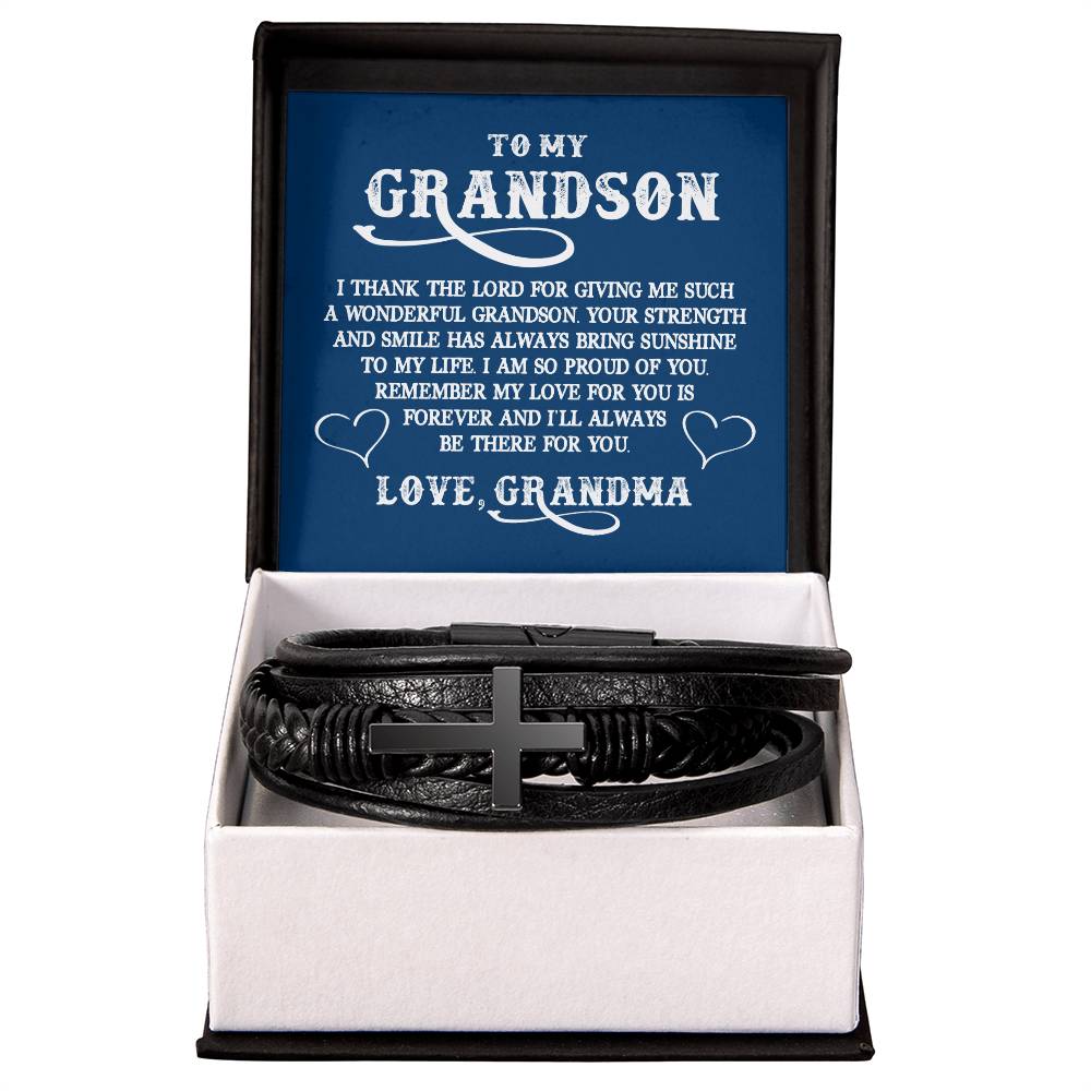 Grandson I Thank the Lord  Mens Cross Bracelet-[Heartfelt Family Gift]