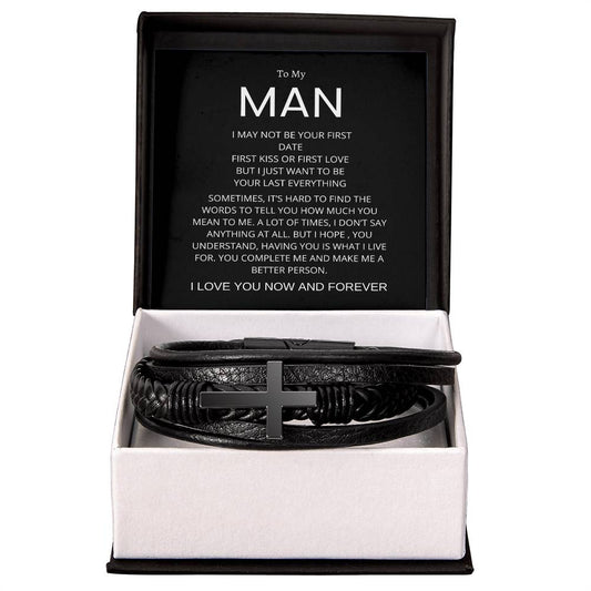 To My Man Mens Cross Bracelet-[Heartfelt Family Gift]