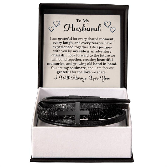 Husband Hand in Hand Mens Cross Bracelet-[Heartfelt Family Gift]