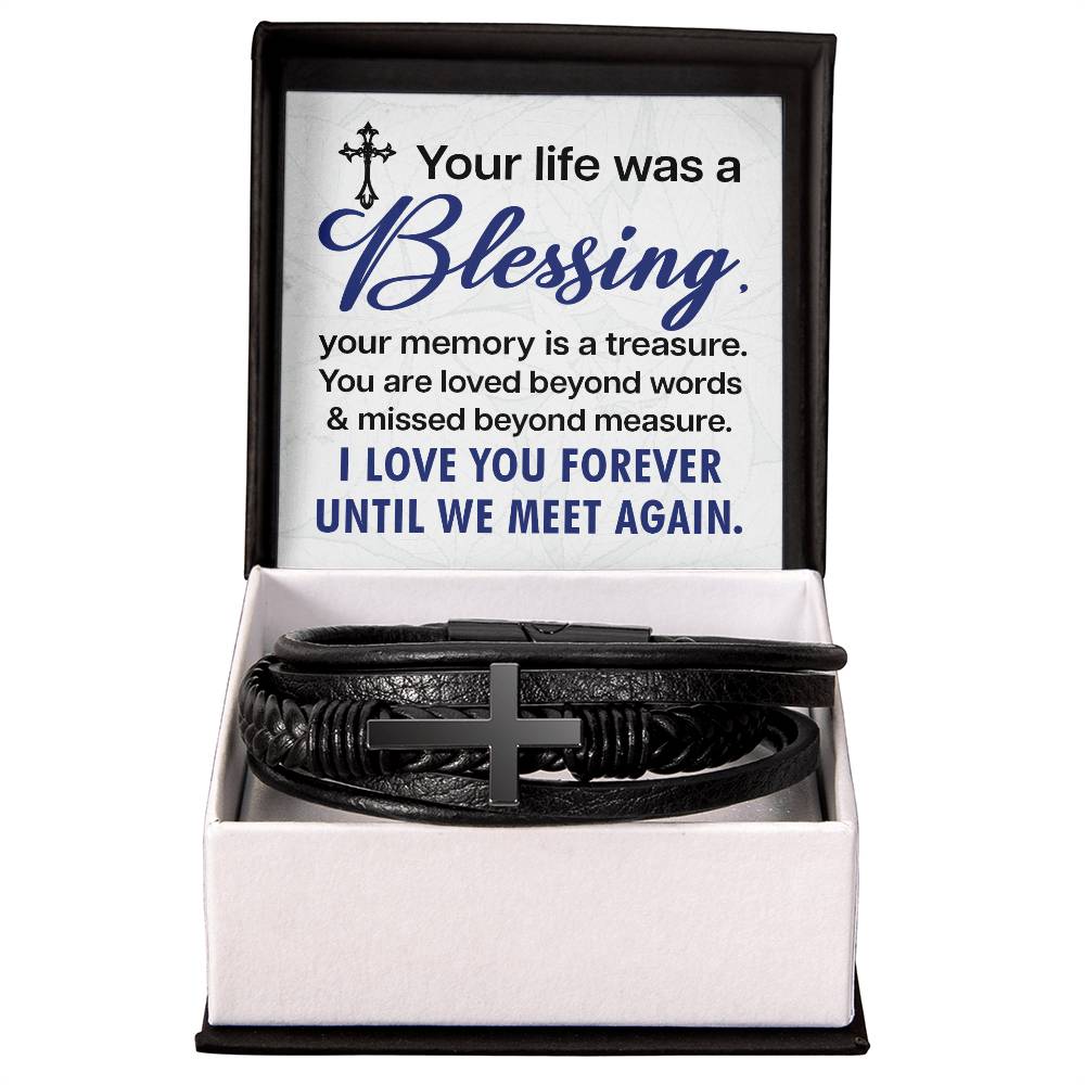Memorial Mens Cross Bracelet-[Heartfelt Family Gift]