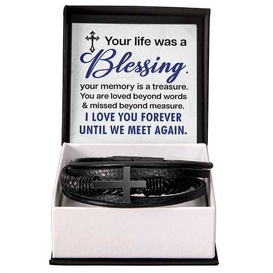 Memorial Mens Cross Bracelet-[Heartfelt Family Gift]