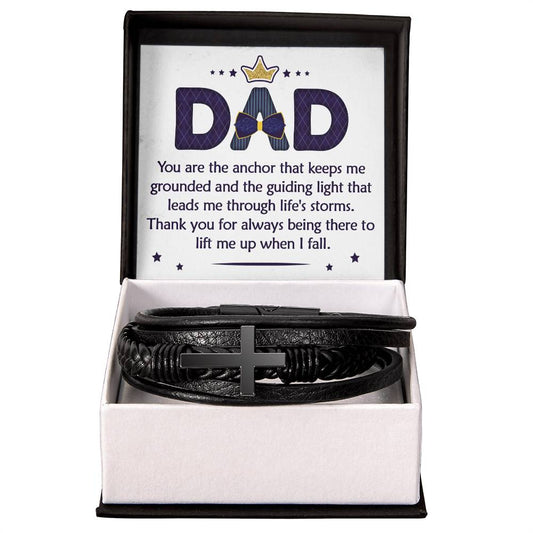 Dad Our Anchor Mens Cross Bracelet-[Heartfelt Family Gift]