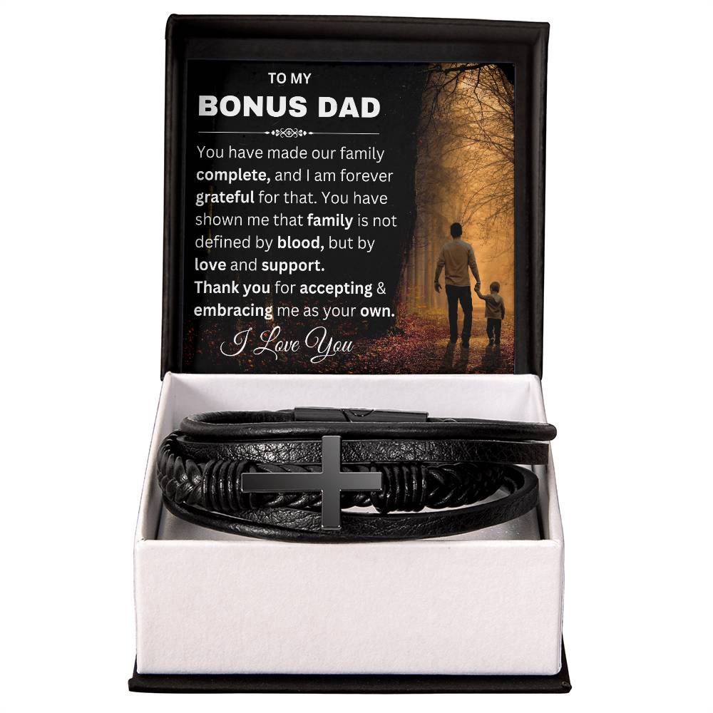 Stepfather Mens Cross Bracelet-[Heartfelt Family Gift]
