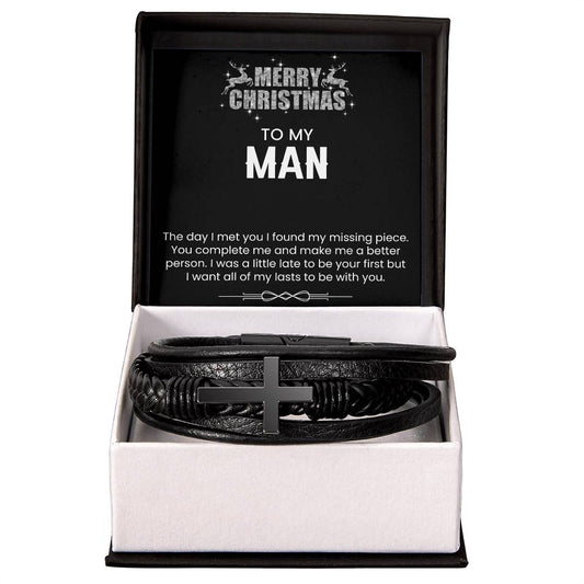 Merry Christmas To My Man  Mens Cross Bracelet-[Heartfelt Family Gift]