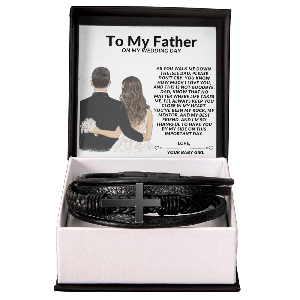 To My Father on My Wedding Day Mens Cross Bracelet-[Heartfelt Family Gift]
