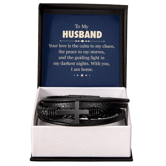To My Husband Mens Cross Bracelet-[Heartfelt Family Gift]