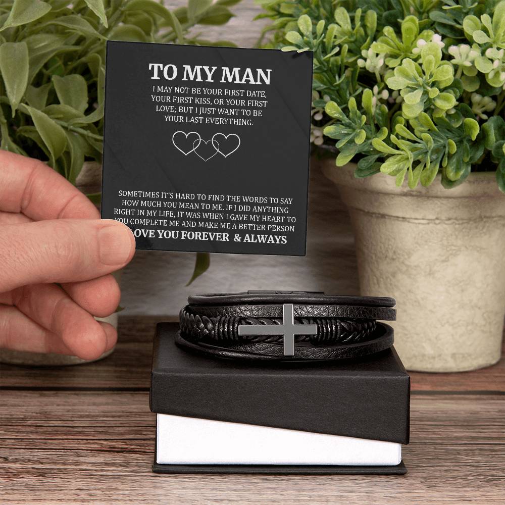 To My Man Forever and Always Mens Cross Bracelet-[Heartfelt Family Gift]