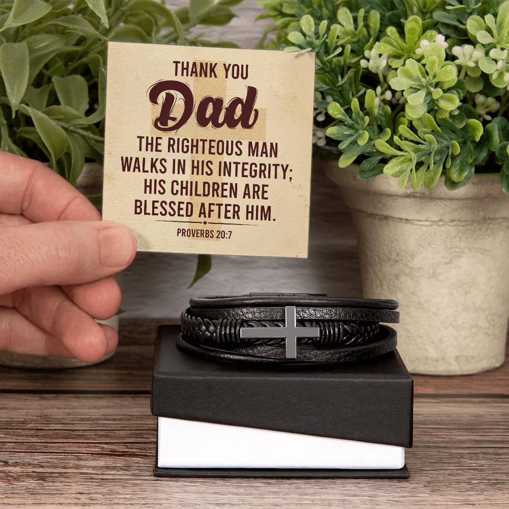 Thank You Dad Mens Cross Bracelet-[Heartfelt Family Gift]