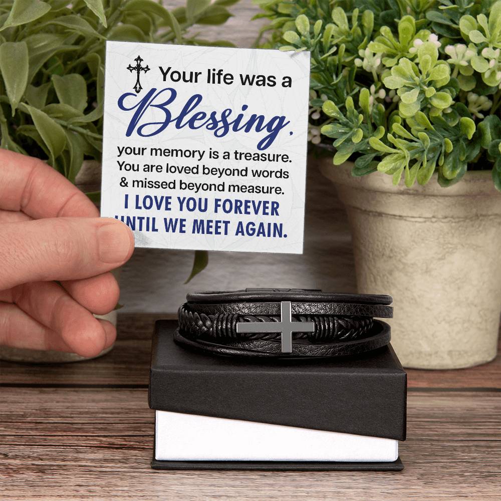 Memorial Mens Cross Bracelet-[Heartfelt Family Gift]
