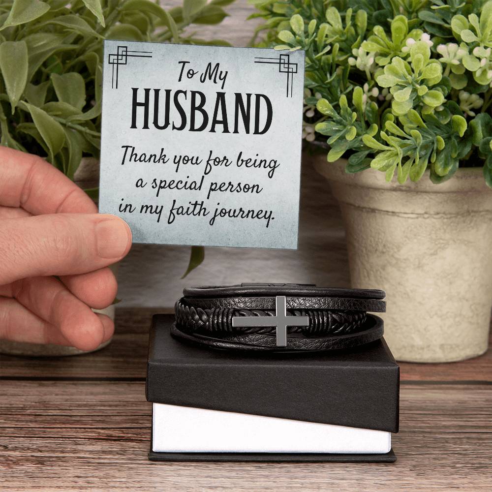 Husband Faith Mens Cross Bracelet-[Heartfelt Family Gift]