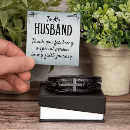 Husband Faith Mens Cross Bracelet-[Heartfelt Family Gift]