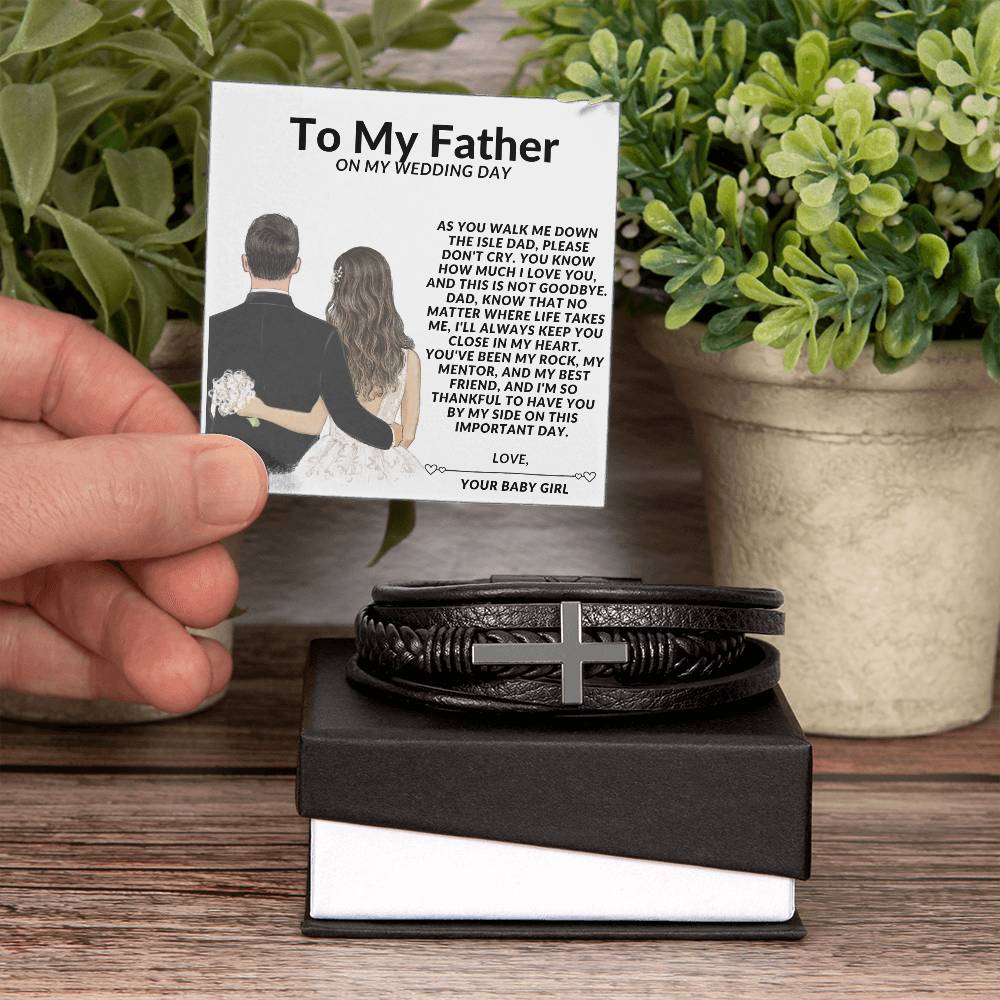 To My Father on My Wedding Day Mens Cross Bracelet-[Heartfelt Family Gift]