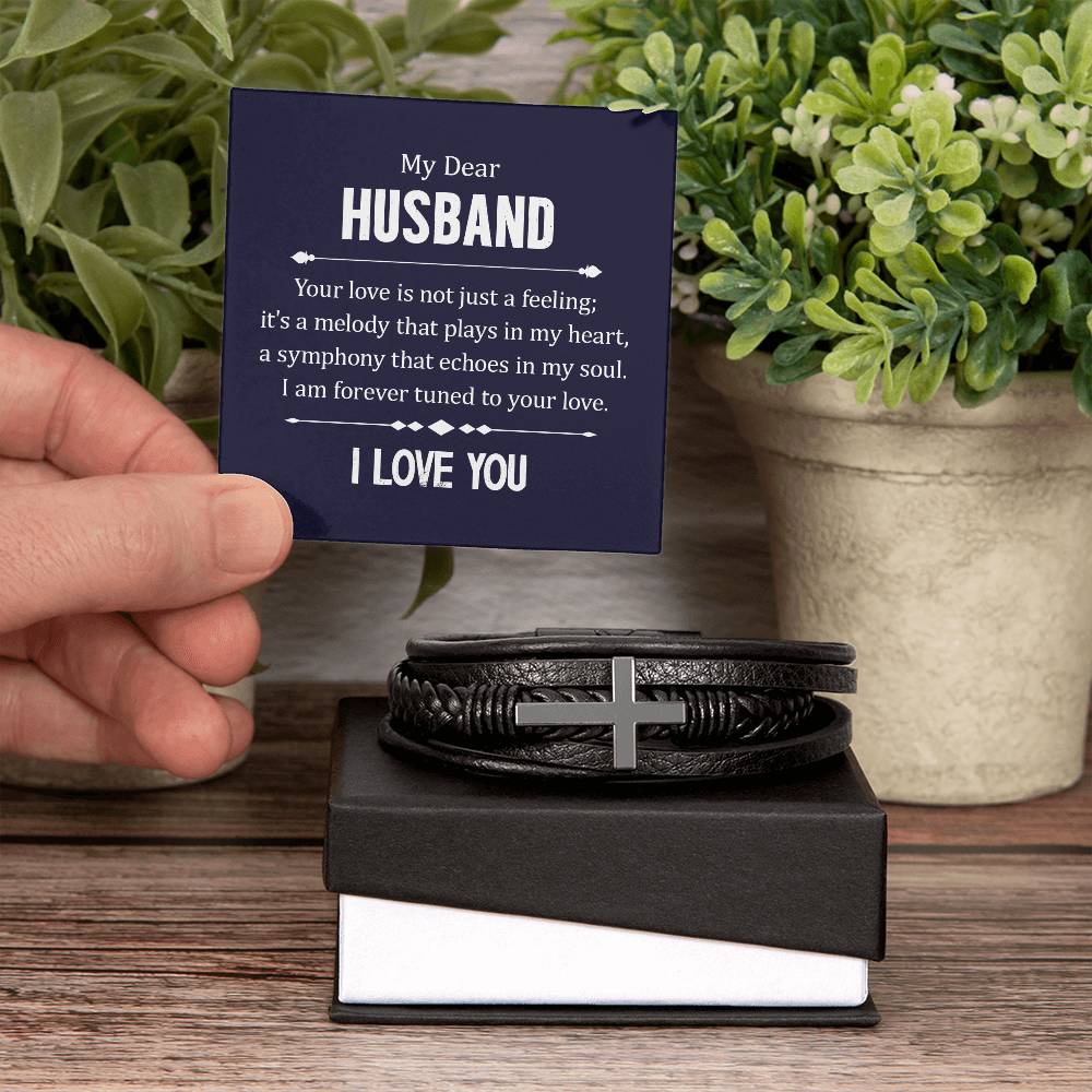 Dear husband Mens Cross Bracelet-[Heartfelt Family Gift]