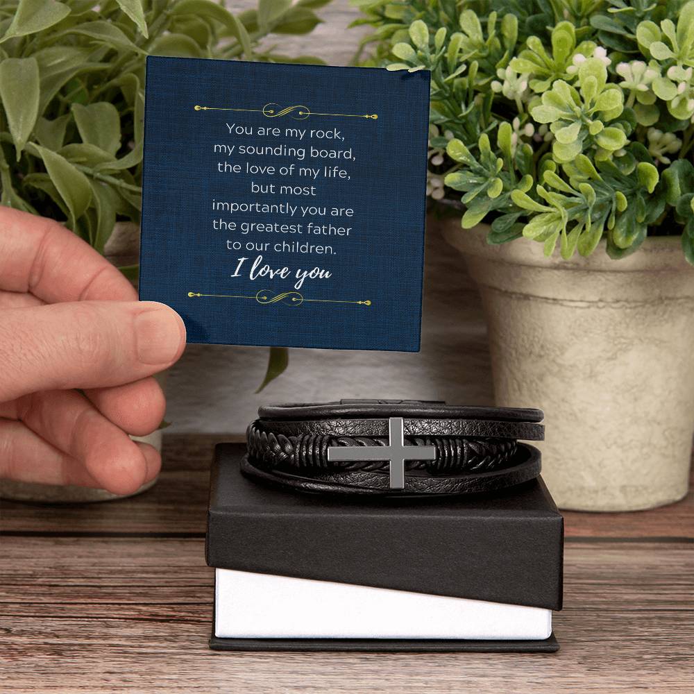Devoted Husband and Father Mens Cross Bracelet-[Heartfelt Family Gift]