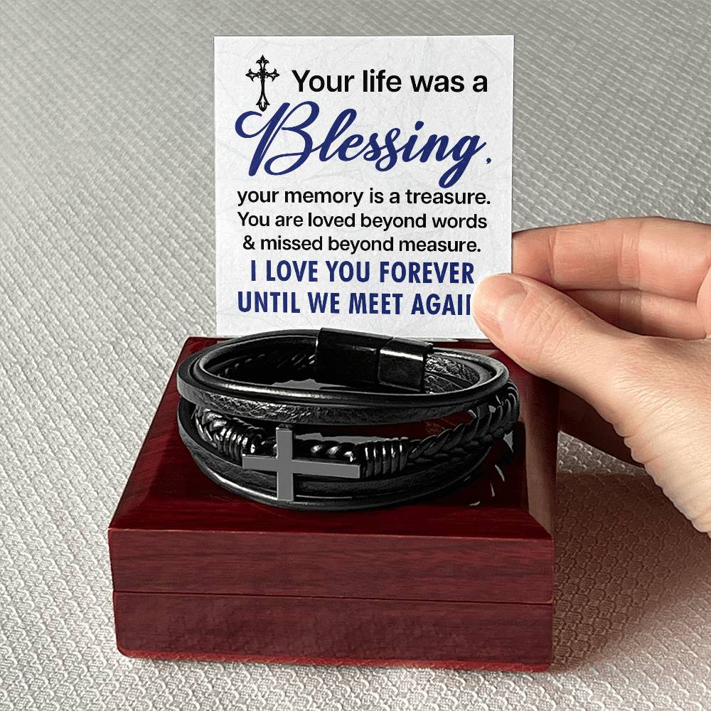 Memorial Mens Cross Bracelet-[Heartfelt Family Gift]