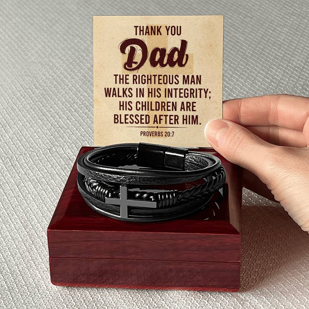 Thank You Dad Mens Cross Bracelet-[Heartfelt Family Gift]