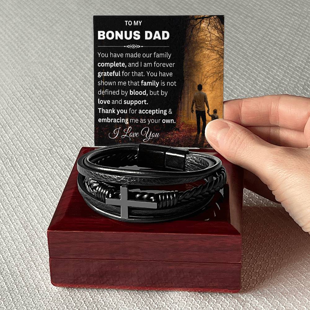 Stepfather Mens Cross Bracelet-[Heartfelt Family Gift]