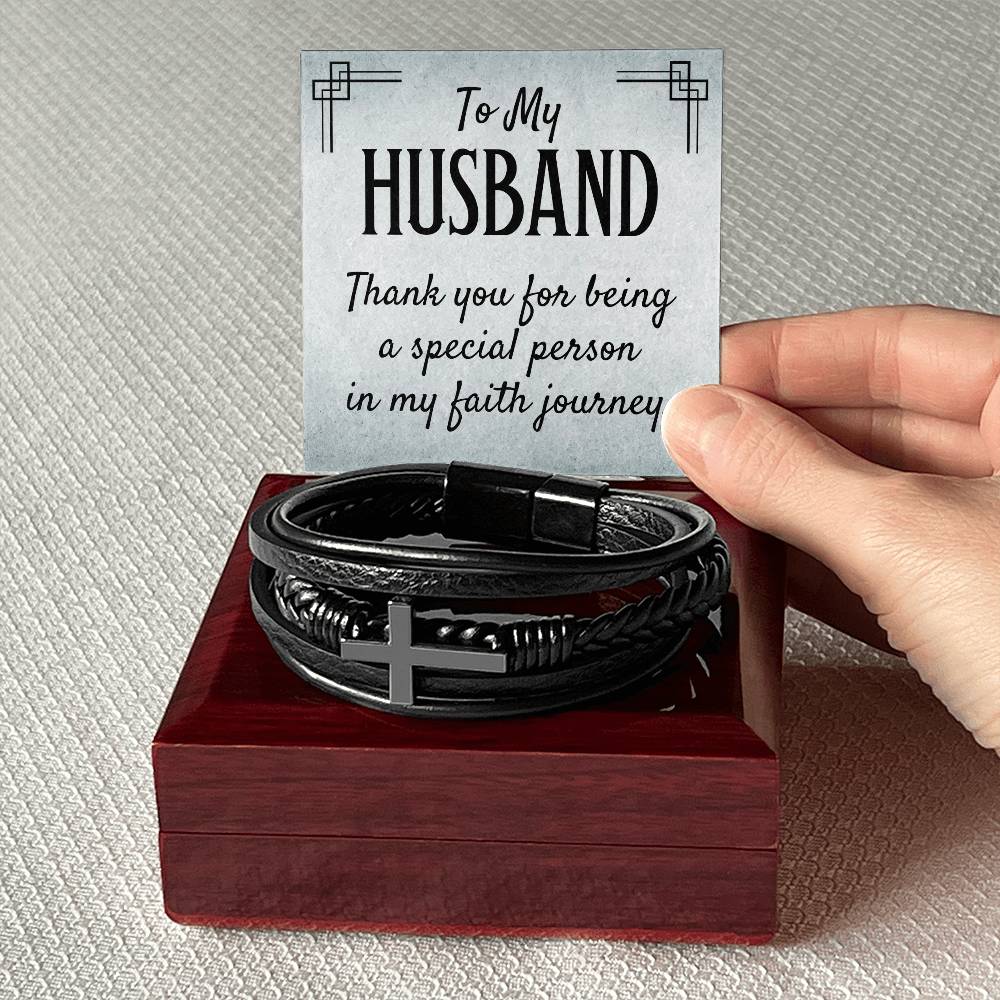 Husband Faith Mens Cross Bracelet-[Heartfelt Family Gift]