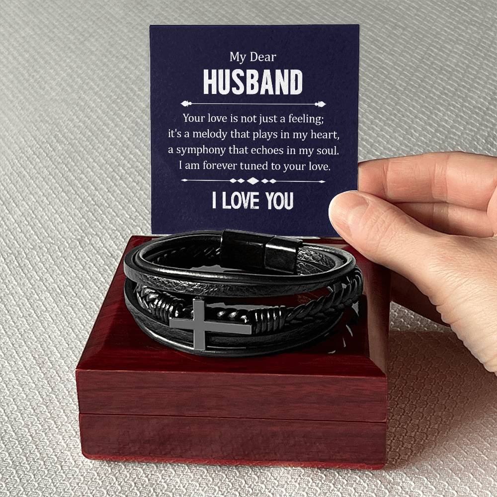 Dear husband Mens Cross Bracelet-[Heartfelt Family Gift]