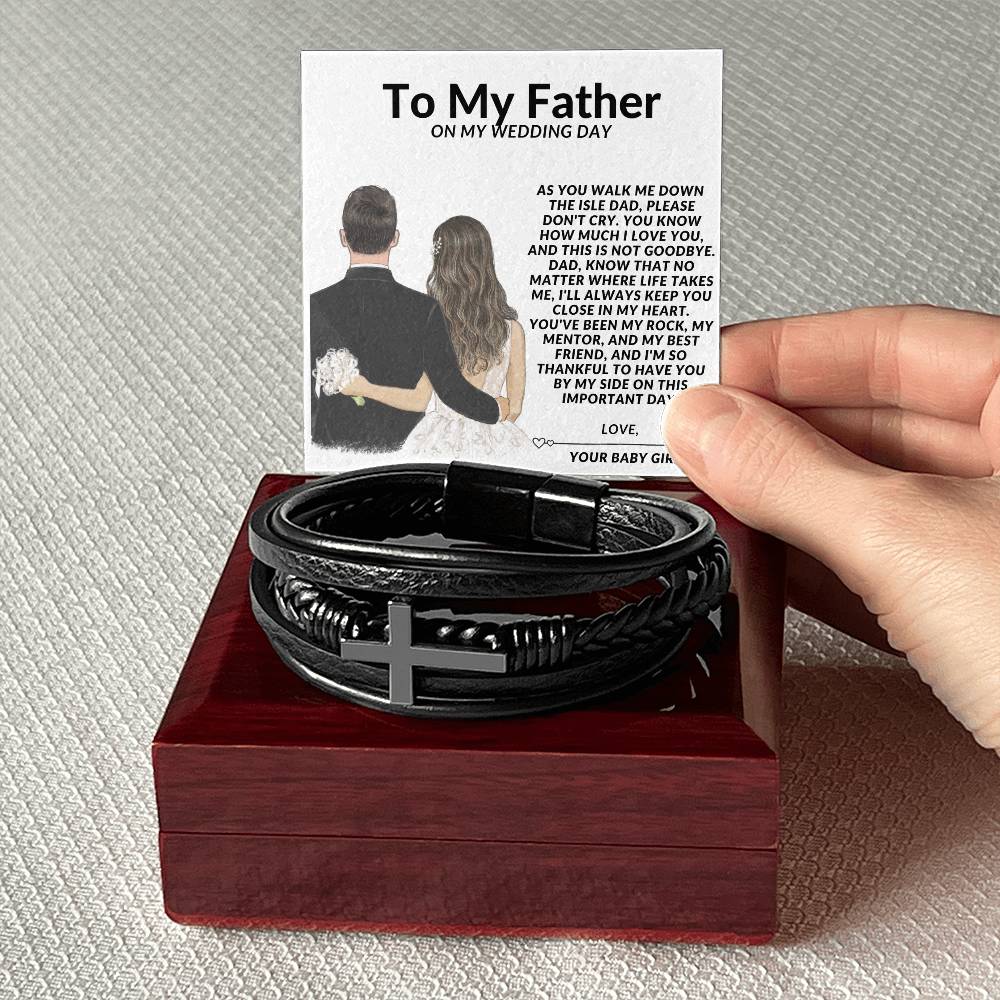 To My Father on My Wedding Day Mens Cross Bracelet-[Heartfelt Family Gift]