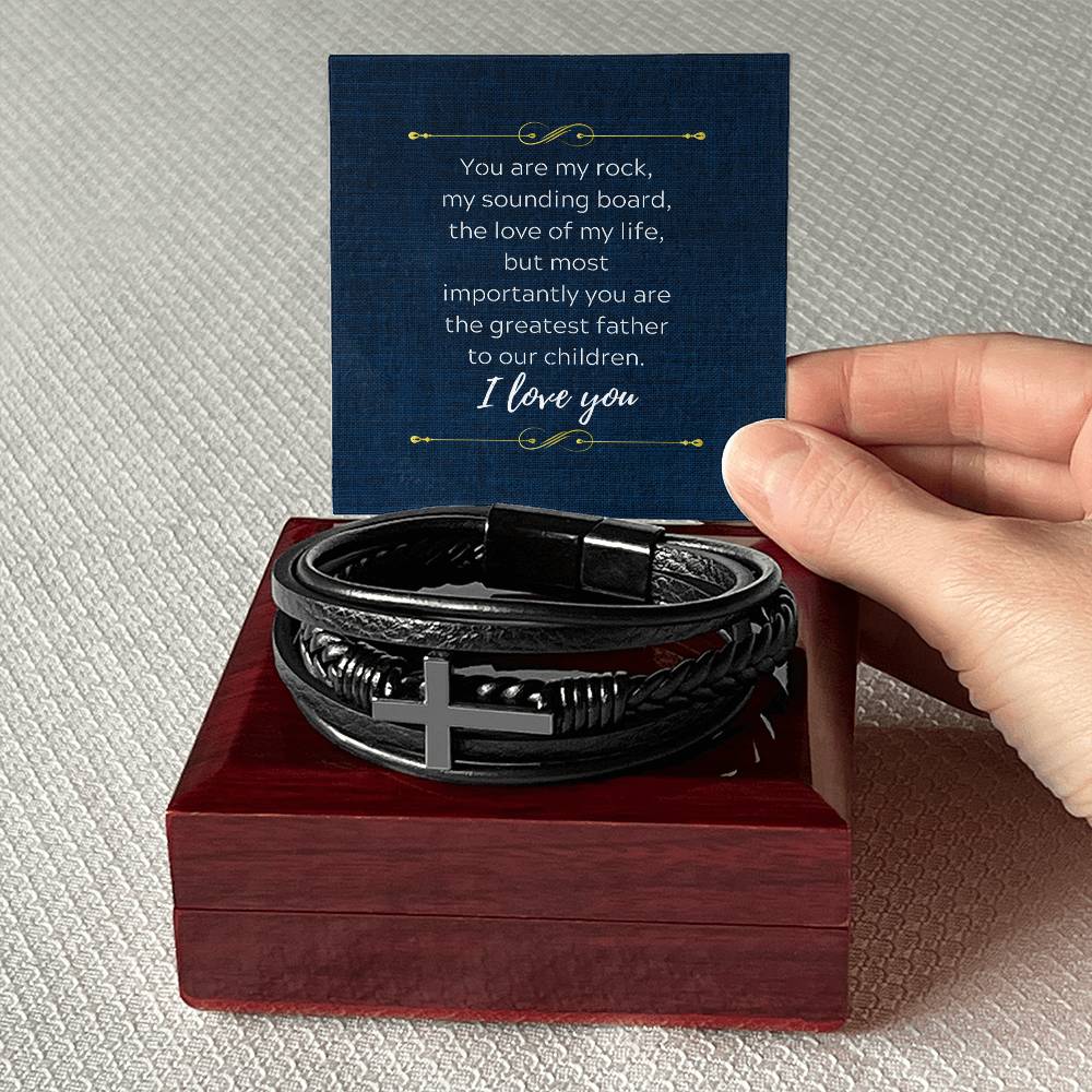 Devoted Husband and Father Mens Cross Bracelet-[Heartfelt Family Gift]
