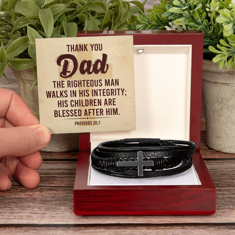 Thank You Dad Mens Cross Bracelet-[Heartfelt Family Gift]