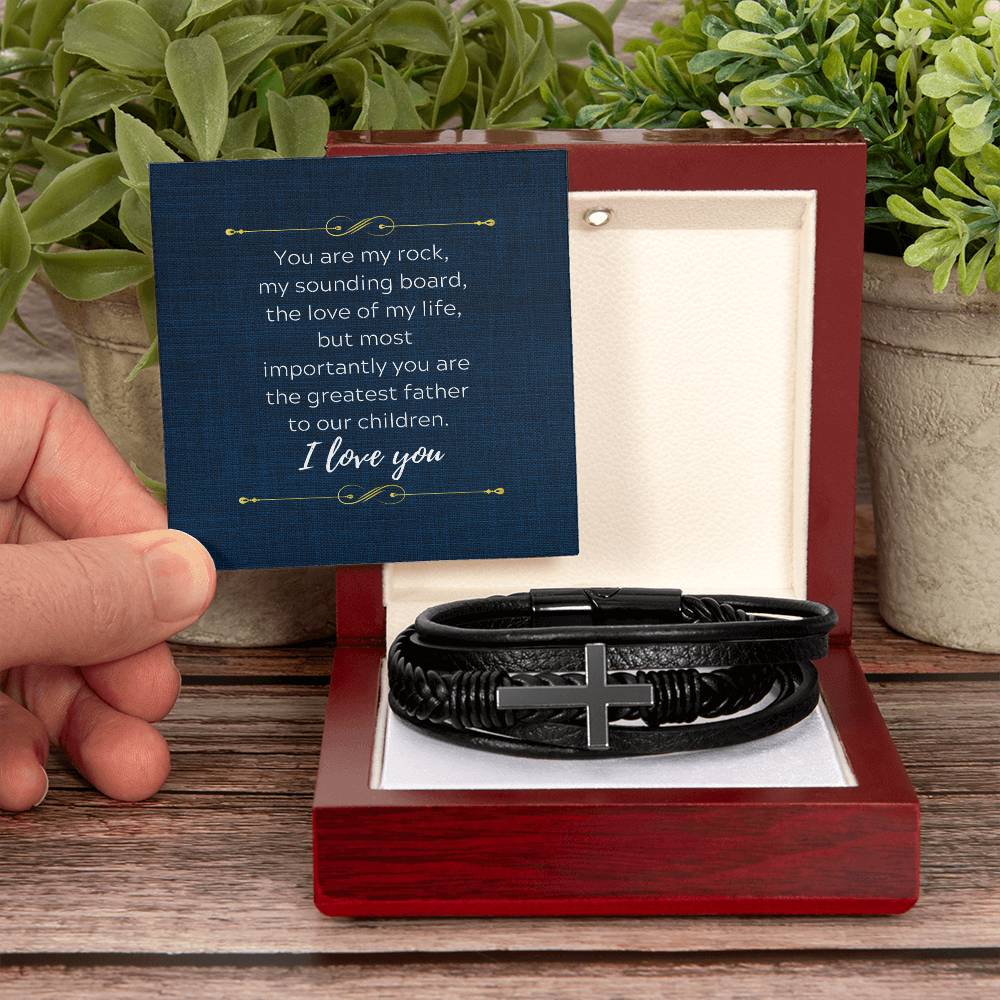 Devoted Husband and Father Mens Cross Bracelet-[Heartfelt Family Gift]