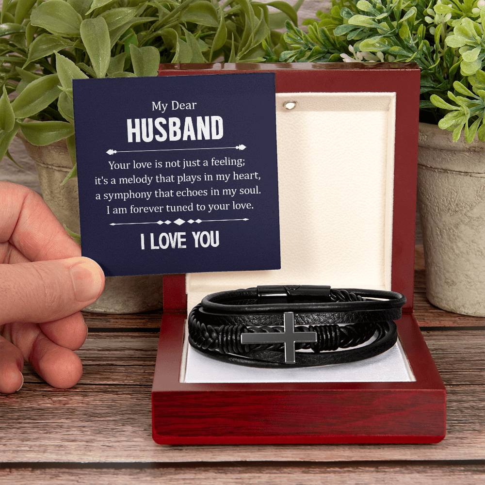 Dear husband Mens Cross Bracelet-[Heartfelt Family Gift]