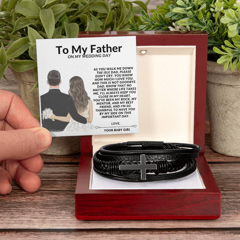 To My Father on My Wedding Day Mens Cross Bracelet-[Heartfelt Family Gift]