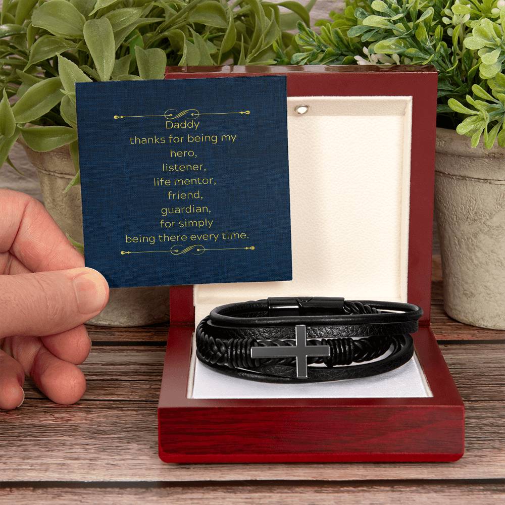 Daddy Mens Cross Bracelet-[Heartfelt Family Gift]
