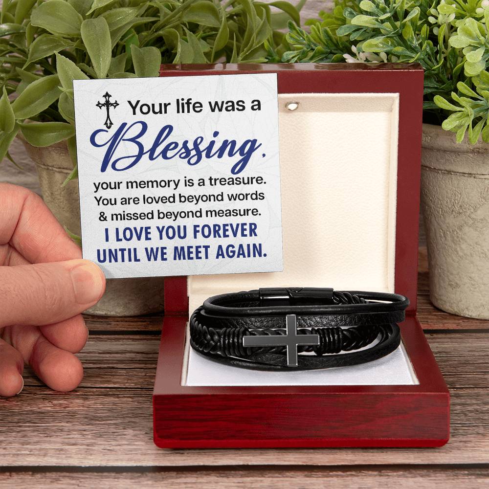 Memorial Mens Cross Bracelet-[Heartfelt Family Gift]