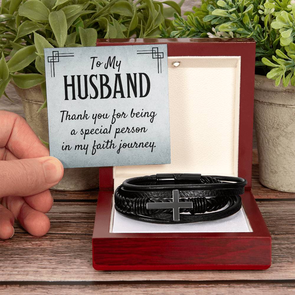 Husband Faith Mens Cross Bracelet-[Heartfelt Family Gift]