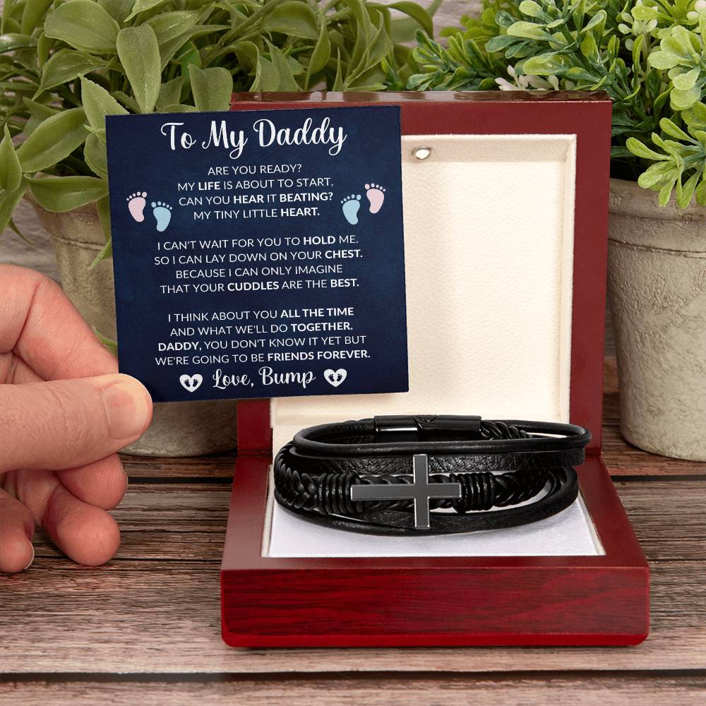 Daddy to Be Mens Cross Bracelet-[Heartfelt Family Gift]