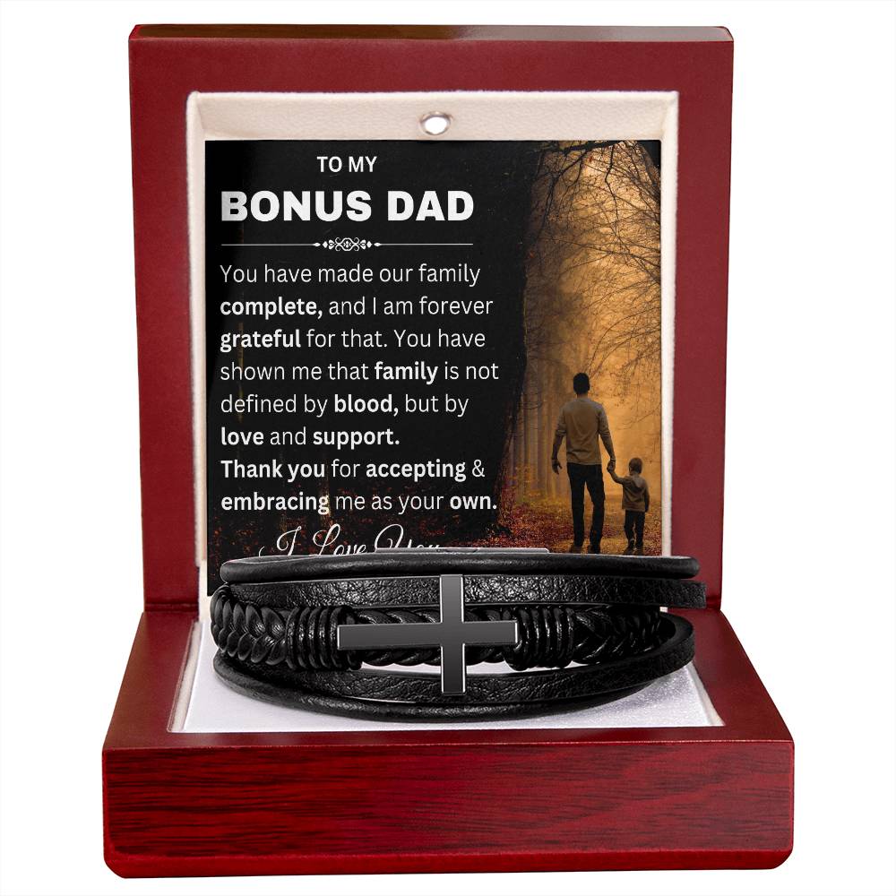 Stepfather Mens Cross Bracelet-[Heartfelt Family Gift]