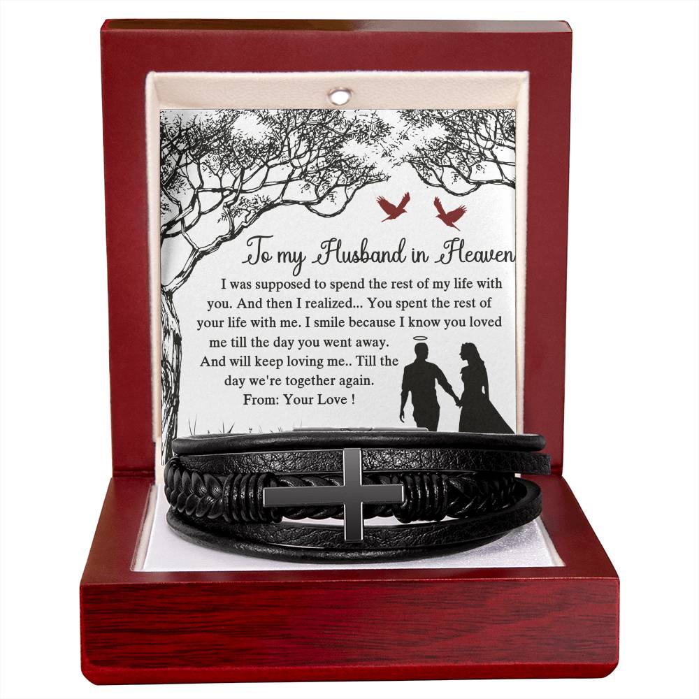 To My Husband in Heaven Mens Cross Bracelet-[Heartfelt Family Gift]