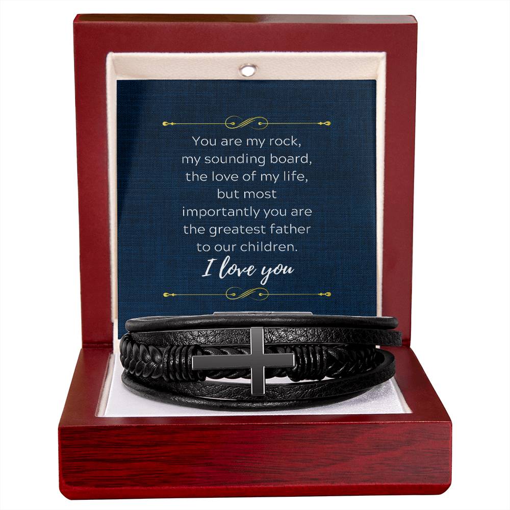 Devoted Husband and Father Mens Cross Bracelet-[Heartfelt Family Gift]