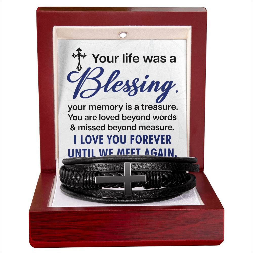 Memorial Mens Cross Bracelet-[Heartfelt Family Gift]