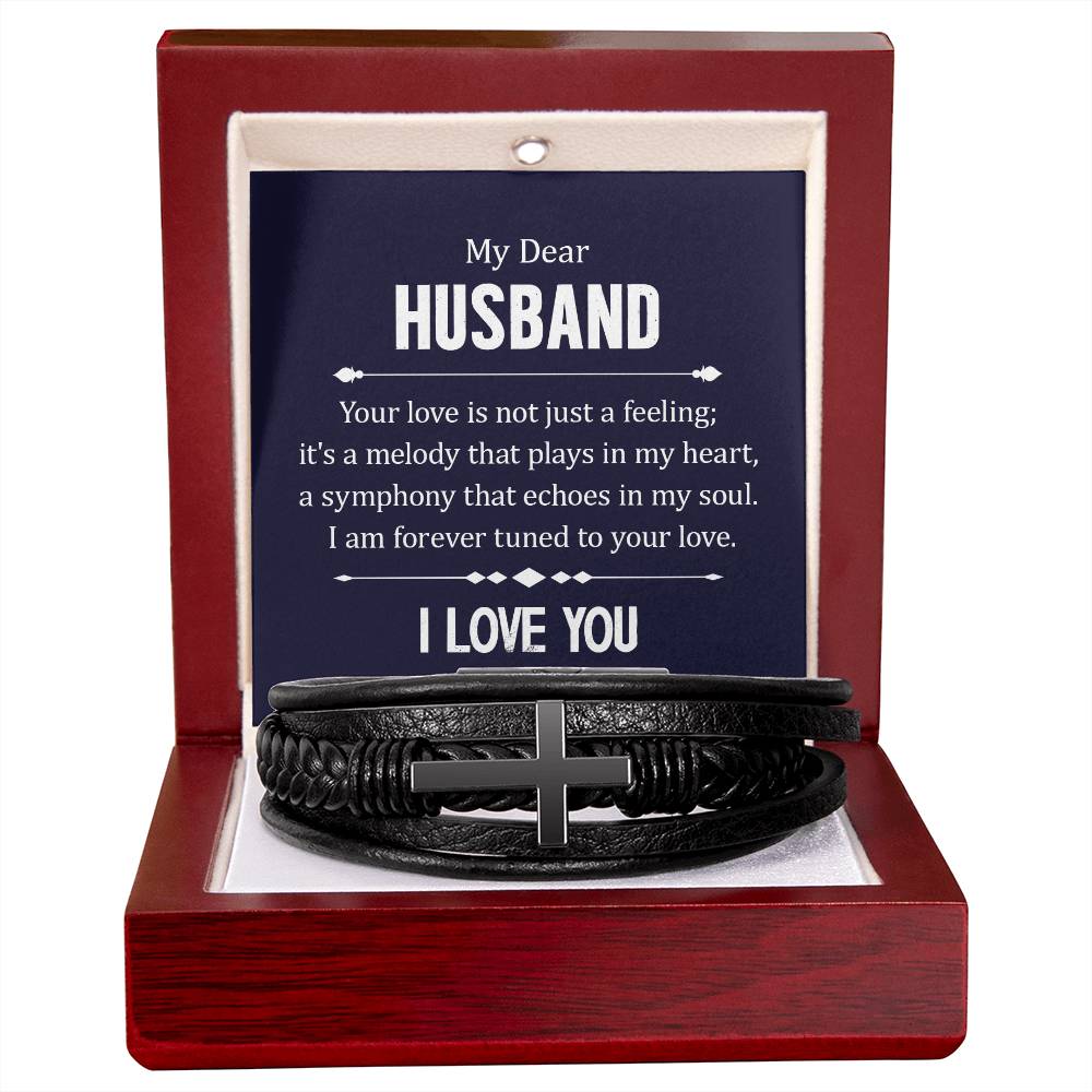 Husband Symphony of My Soul Mens Cross Bracelet-[Heartfelt Family Gift]