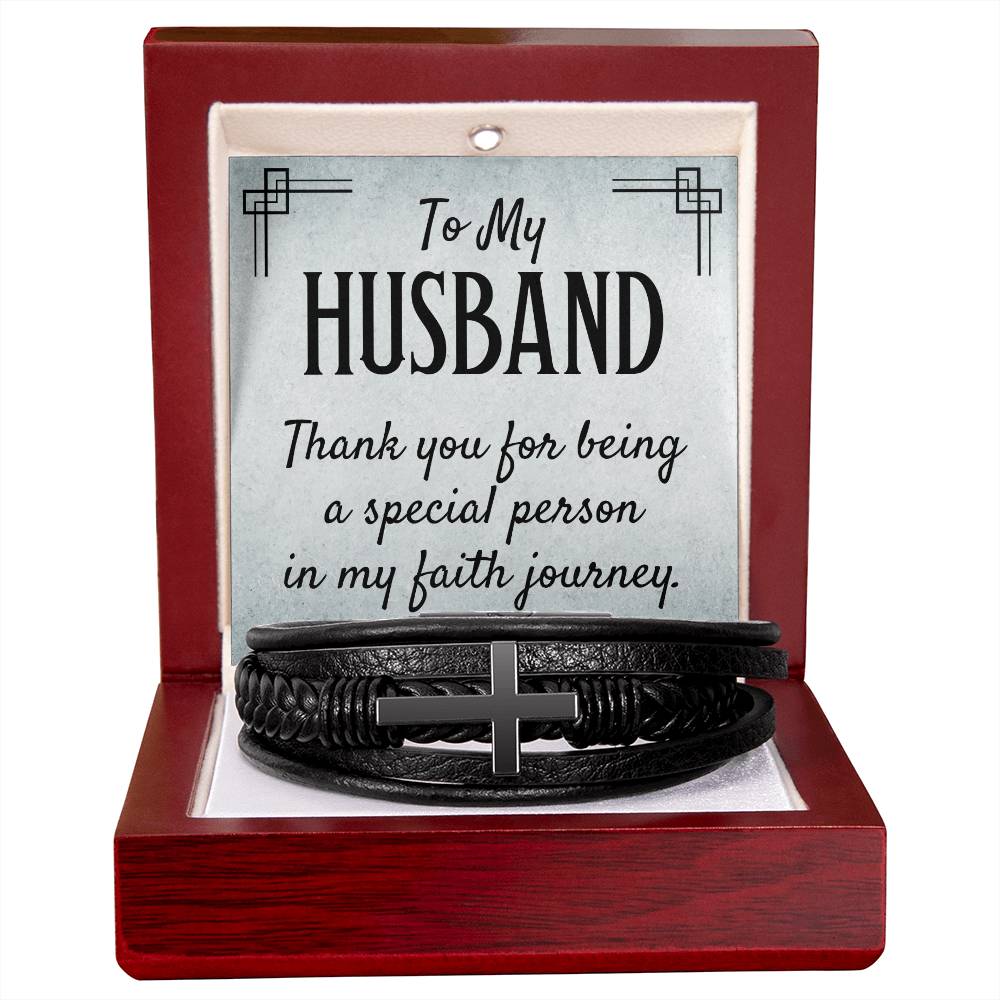 Husband Faith Mens Cross Bracelet-[Heartfelt Family Gift]