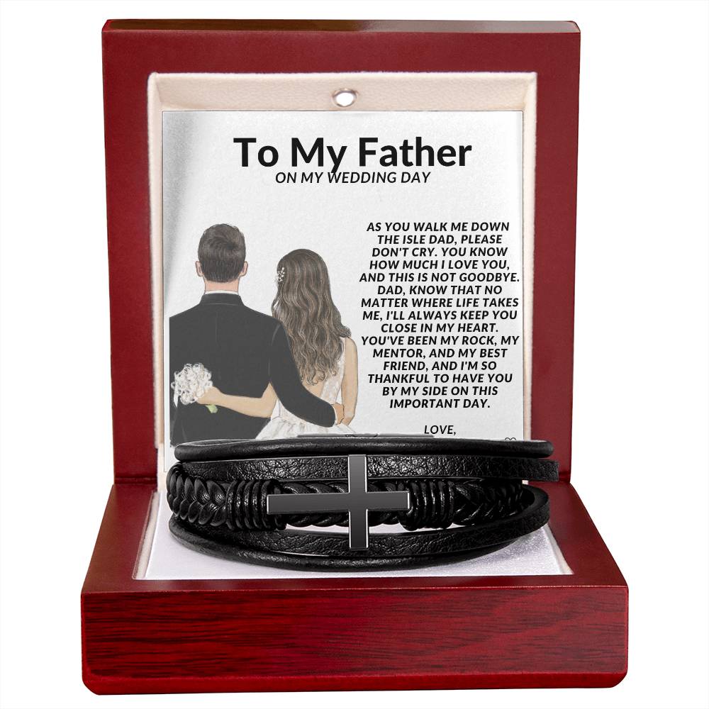 To My Father on My Wedding Day Mens Cross Bracelet-[Heartfelt Family Gift]