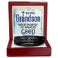 Grandson  Romans 12:9 Mens Cross Bracelet-[Heartfelt Family Gift]