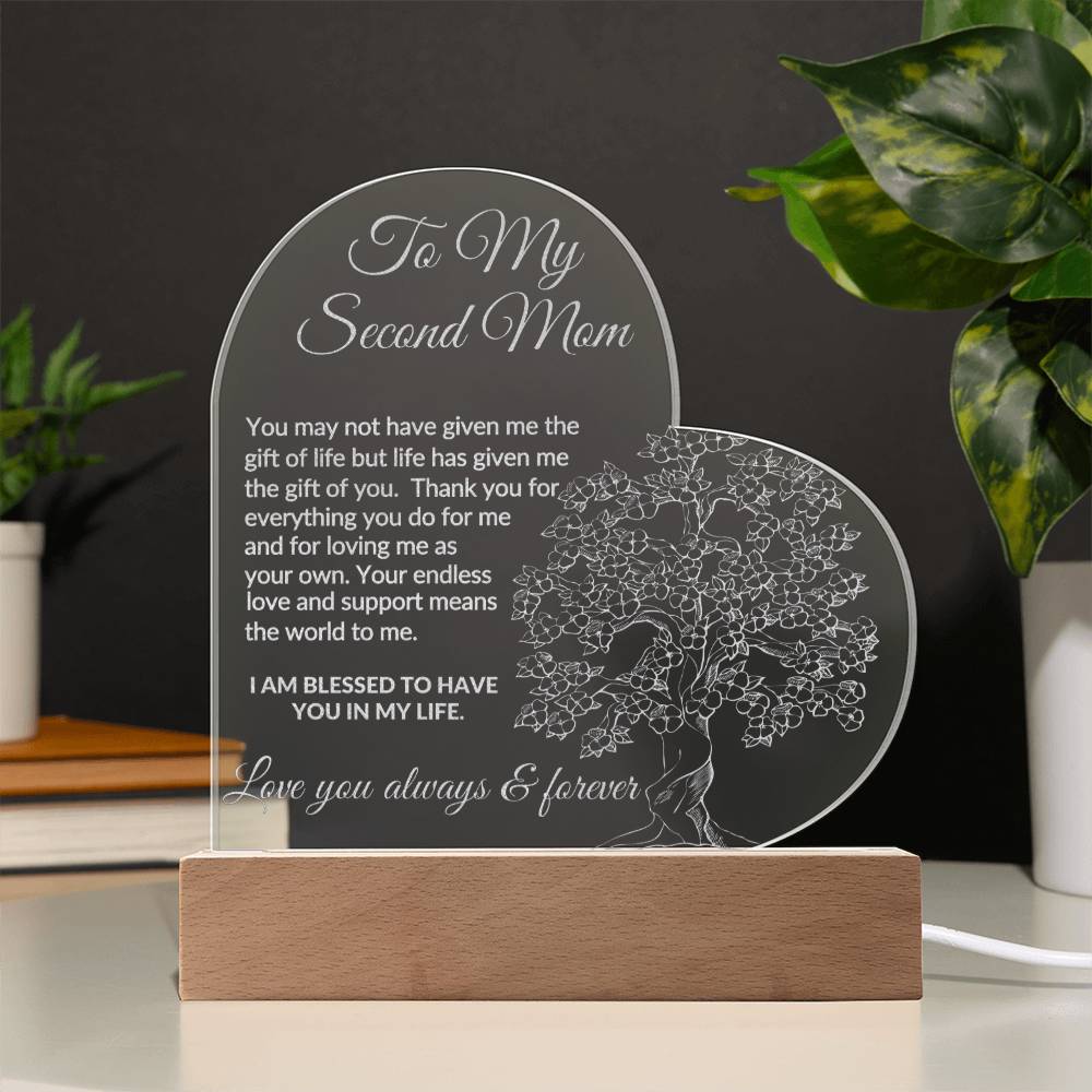 To My Second Mom Engraved Acrylic Plaque-[Heartfelt Family Gift]