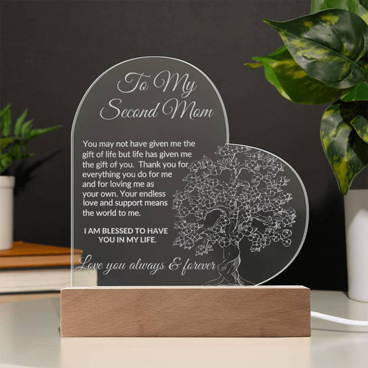 To My Second Mom Engraved Acrylic Plaque-[Heartfelt Family Gift]