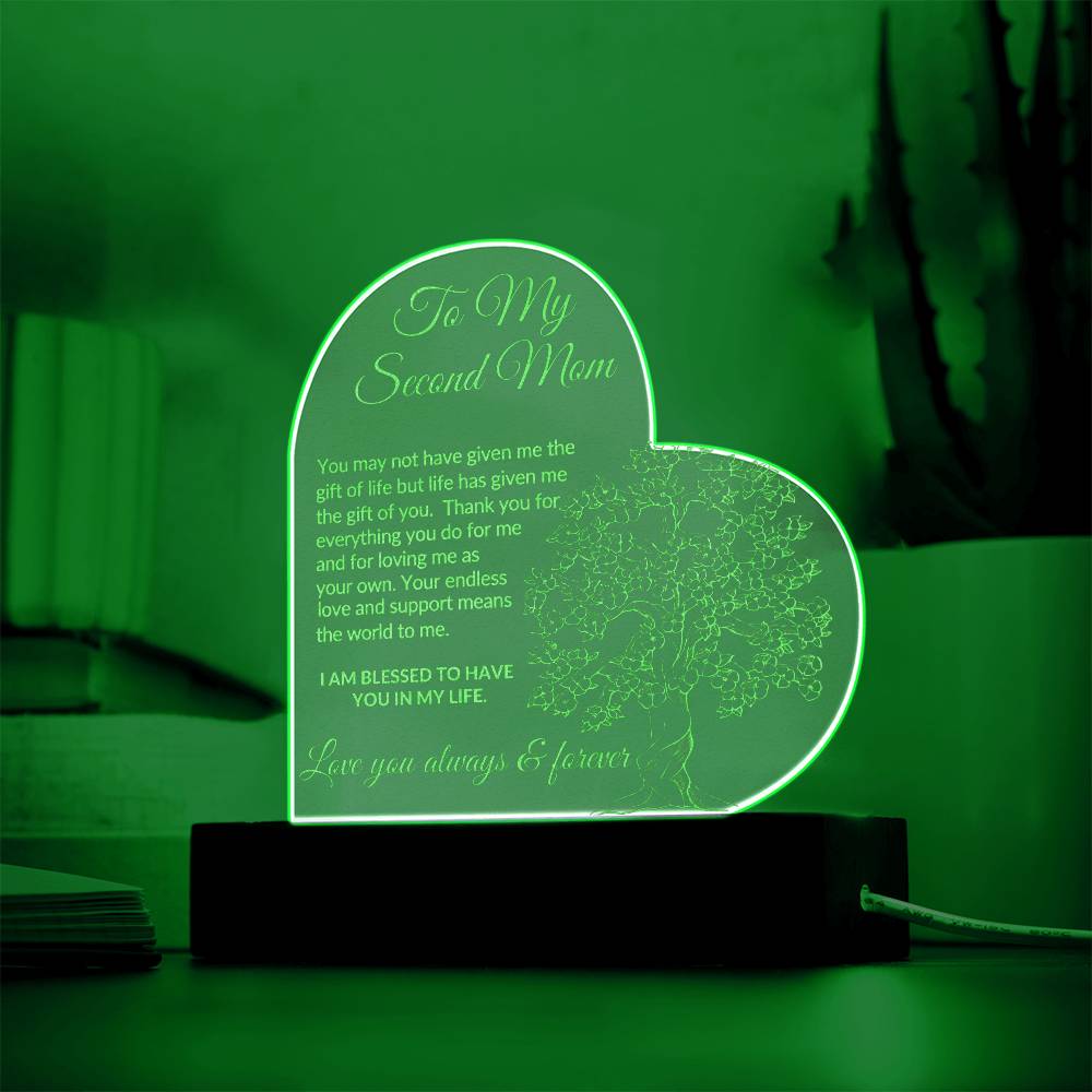 To My Second Mom Engraved Acrylic Plaque-[Heartfelt Family Gift]